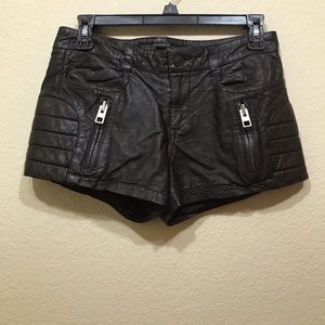 All Saints black leather shorts